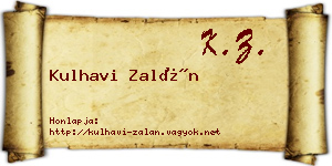 Kulhavi Zalán névjegykártya